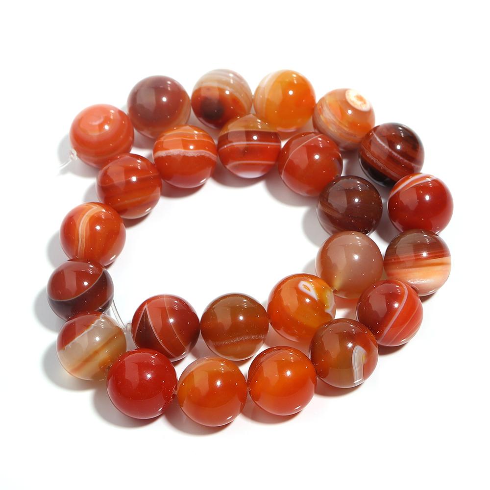 1 String Round Orange Stripe Crystal Agate Natural Stone Beads Loose Spacer Beads For Jewelry Making DIY Bracelet Necklace Ring