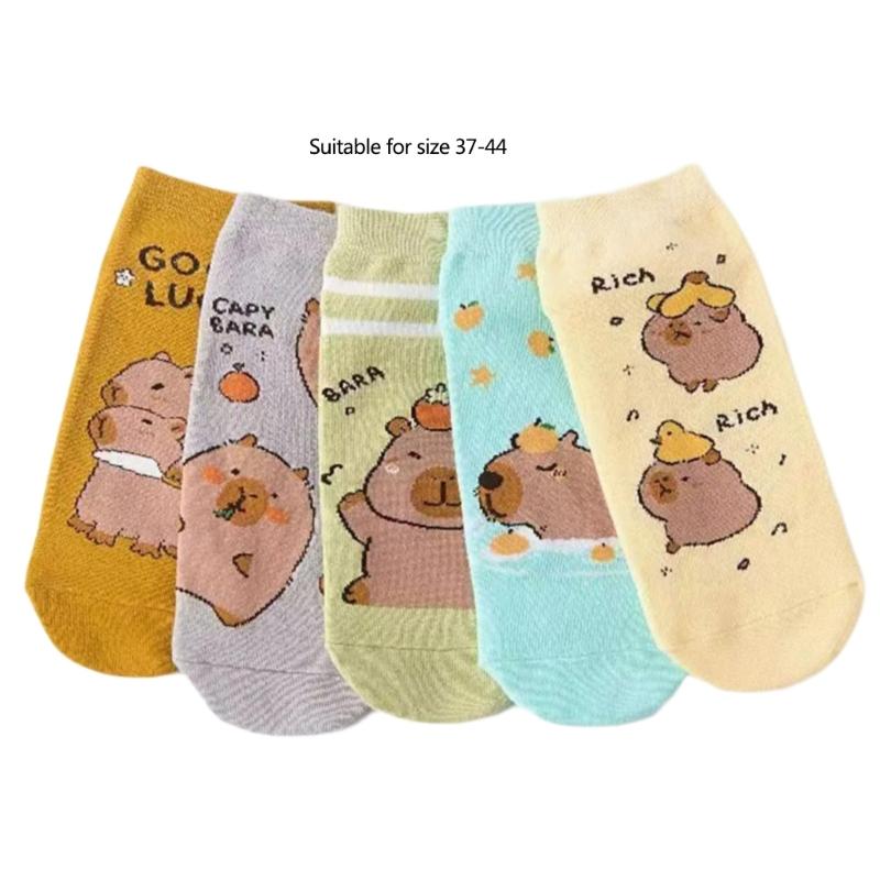 No Show Socks Cotton Low Cut Socks Funny Novelty Socks Anime Short Socks Fun Ankle Socks for Women Girls Capybara Socks
