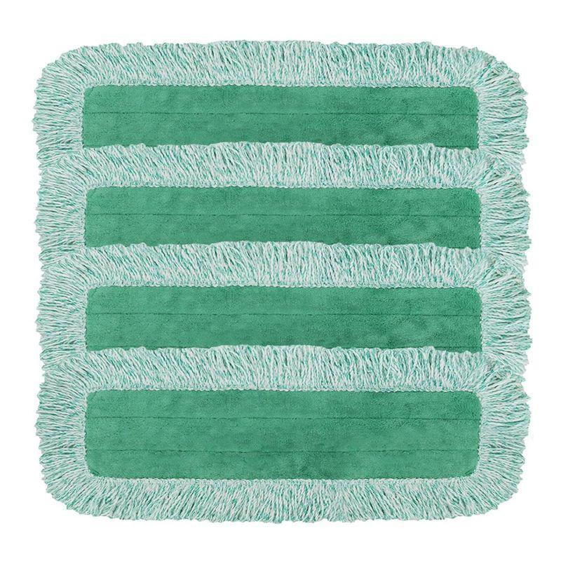 Good-4Pc Dust Mop Pads For Microfiber Dust Mop,Mop Replacement With Fringe-Reusable Wet & Dry Cleaning Flat Mop System Refill
