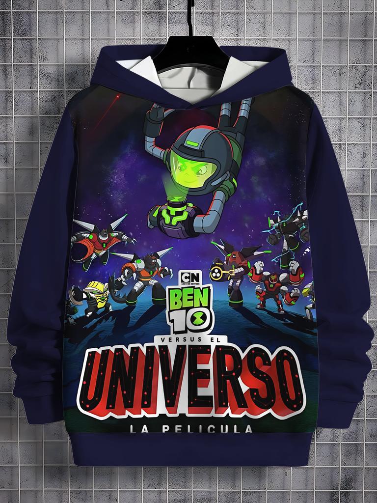 Felpa Casual per Bambini Stampa 3D Ben 10 Tutte le Stagioni Felpa Cool Pullover Top Abbigliamento Unisex Bambino Bambina Felpe