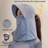 Sun Hat Ice Silk Cooling Fabric UPF50+ Full Face Neck Gaiter Sun Protection Hat Breathable Holes Thin Cycling Headgear