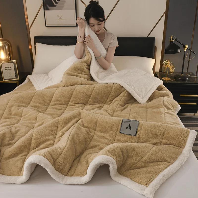 Super měkká hřejivá deka tepelná třívrstvá vážená sametová jednobarevná přikrývka na postel fleecová deka přehoz na postel pro dospělé zimní
