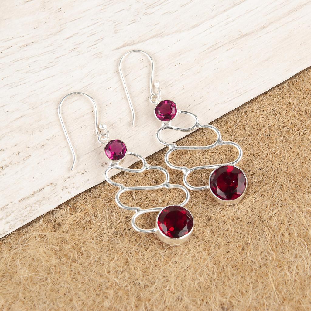 Pink Rubellite Gemstone Jewelry, 925 Sterling Silver Earrings, Handmade Gorgeous Jewelry, Designer Earrings Gift For Women