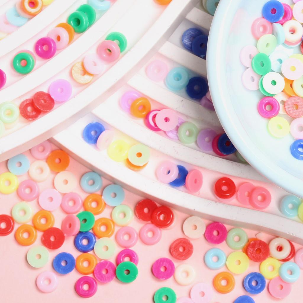 1000 ks jednobarevných volných distančních korálků, ručně vyráběných, náramků, náhrdelníků pro výrobu šperků, 6 mm plochých kulatých disků, akrylových, boho stylů