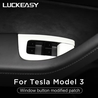 Innenausstattung Autozubehör für Tesla Model 3 Model Y 2017-2020 ABS Autotürschloss Fensterheber-Taste Dekorativer Patch