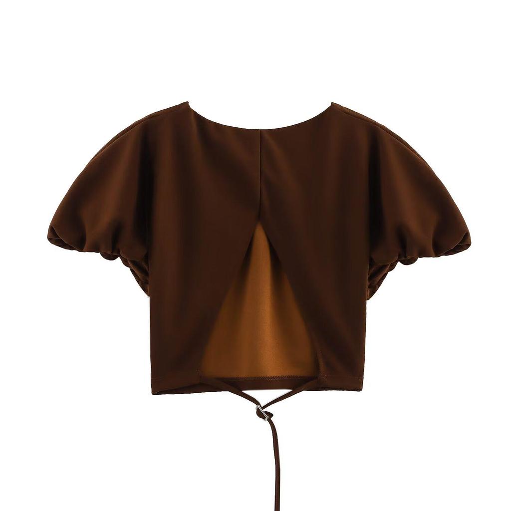 2025 Frühling Damen Europäischer & Amerikanischer Stil Ballon-Silhouette Kurzes Top & Midi-Rock