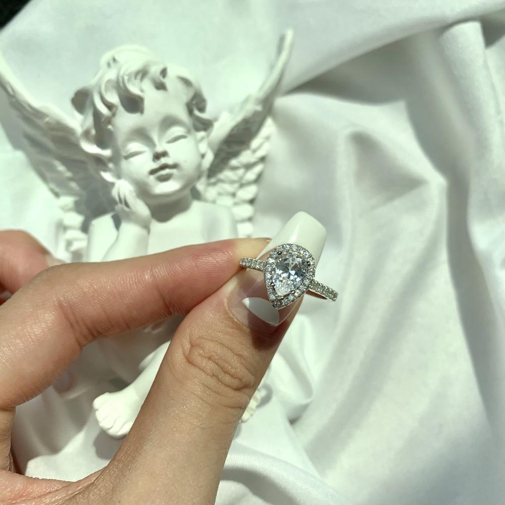 Tancise Women Classic 925 Sterling Silver  Zircon Ring Ladies Jewelry Wedding Promise Party Gift