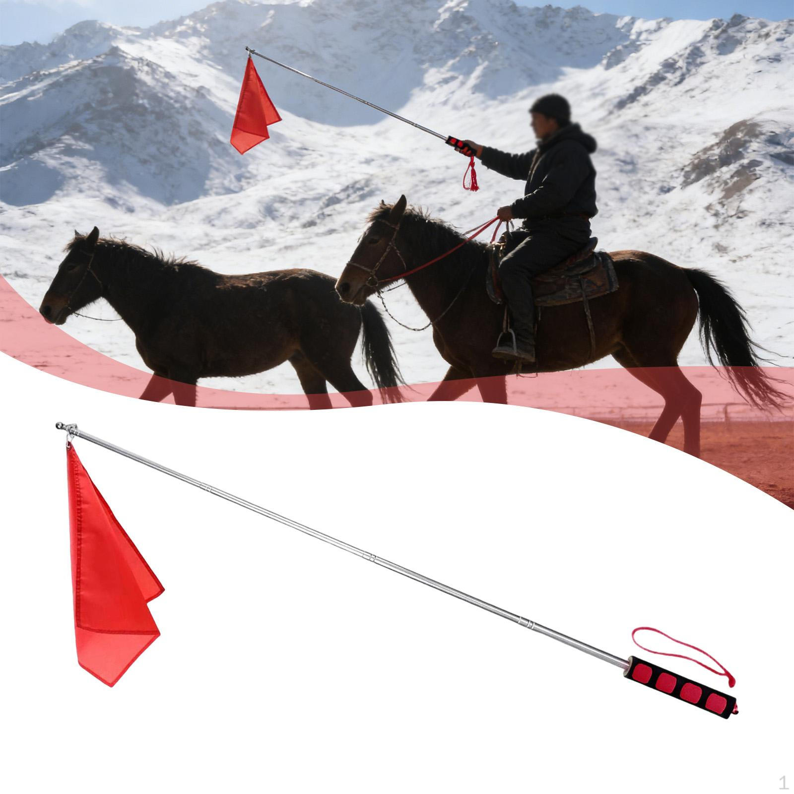 Horse Training Flag Equestrian Equipment Retractable Flagpole for Events Red Handle