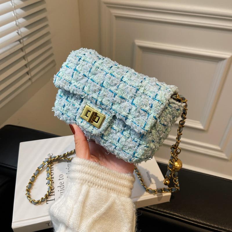 Autumn and Winter Woolen Small Bag Women's 2025 New Trendy Fashion Chain Shoulder Bag Popular Small Fragrant Woolen Small Square Bag