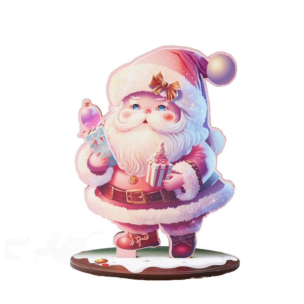 2pcs Cartoon Christmas Statue Figurine Handmade Christmas Sign Desktop Centerpieces  Cabinet