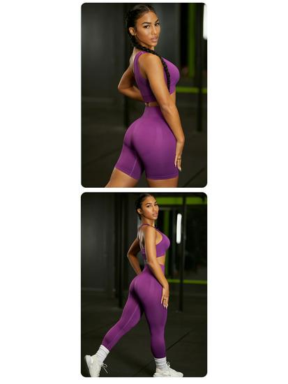 Seamless European and American Yoga Set: Women's Sports Bra & High-Waisted Pants with Long Sleeves