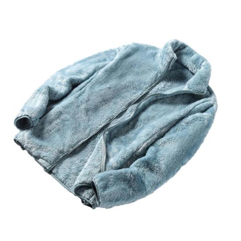 Women's Fuzzy Fleece Jacket Long Sleeve Zip Up Sherpa Coat Soft Stand Collar Fall Outerwear with Pockets