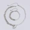 Accessories, Design Sense Metal Glossy Water Drop Necklace Women, Irregular Beaded Bracelet Necklace Set