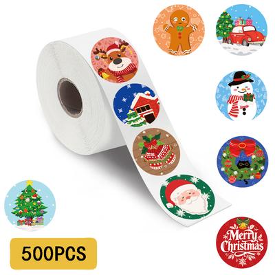 500PCS Christmas Cartoon Roll Sticker Scrapbooking Laptop Skateboard Suitcase Phone Skateboard Coffee Art Stickers