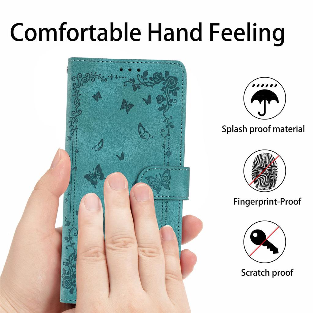 For iPhone 16 Pro Max Case Garden Imprinted PU Leather Wallet Phone Cover with Wrist Strap