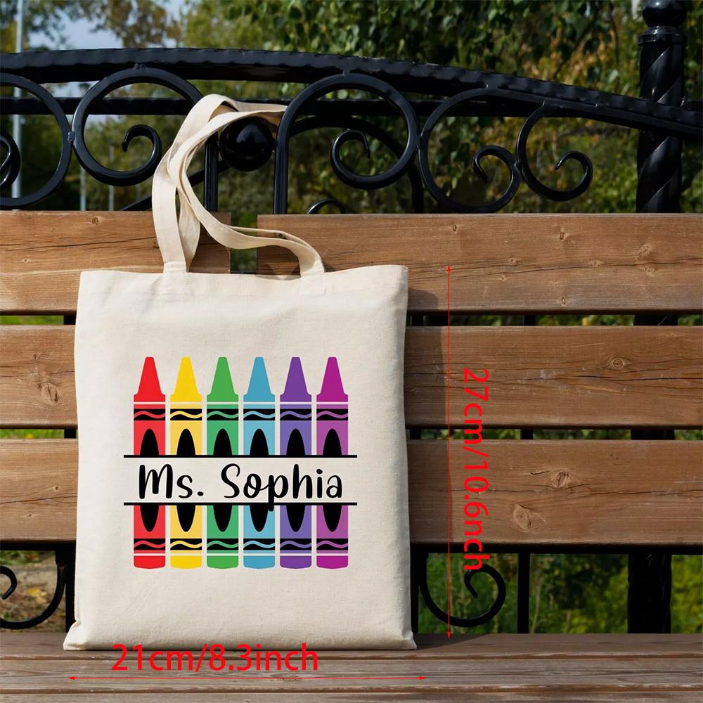 Personalized Teacher Canvas Tote Bag Custom Canvas Bags Appreciation Gift Back To School for Teachers' Day Graduation Decorate