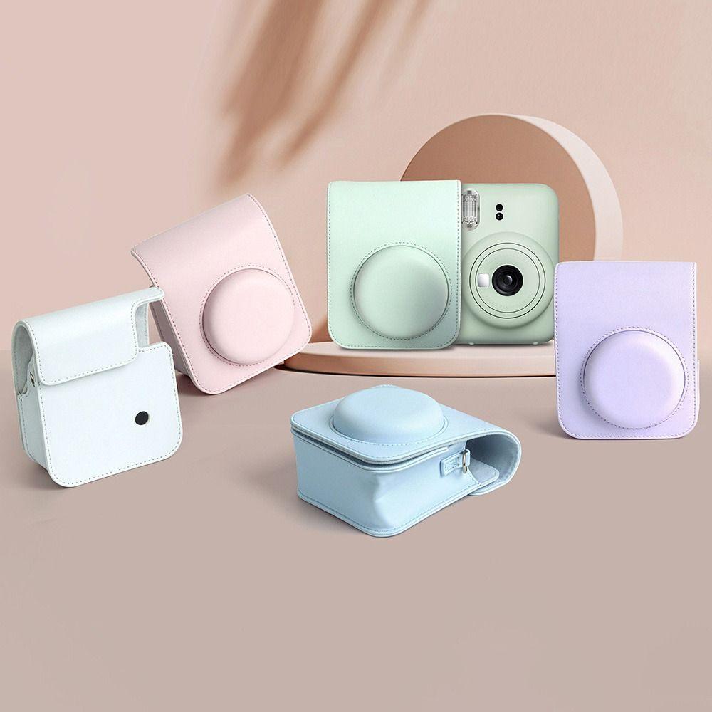 With Shoulder Strap Storage Bag PU Leather Protective Cover for Fujifilm Instax Mini 12
