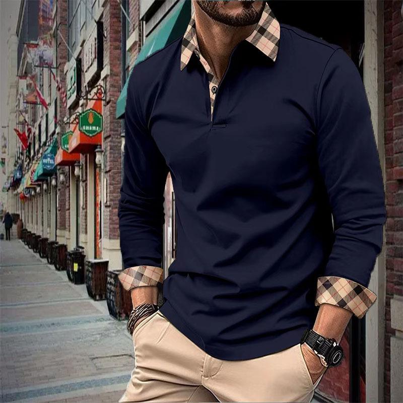Męska wiosenno-letnia koszulka polo typu slim fit, na co dzień z klapami