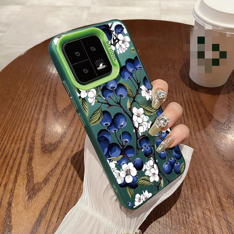 Cute Blue Flowers Case For iPhone 16 Samsung A55 M35 S24 FE Xiaomi Redmi Note 13 Pro 14C Huawei Honor 200 Shockproof Phone Bumper Anti-Scratch Cover