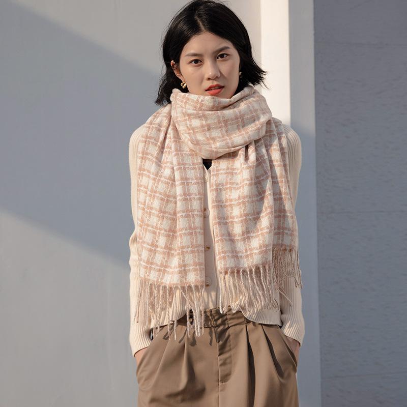 Scarf women's 2025 new autumn and winter fashion sweet imitation cashmere scarf medium and long warm plaid shawl