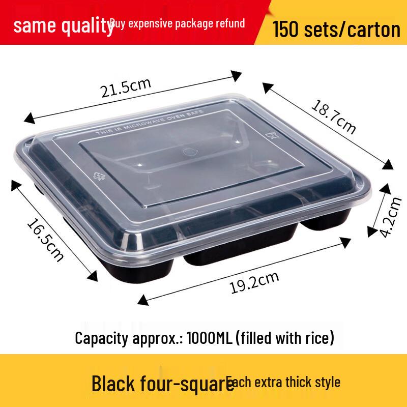 ZISIZ 1000ml 4-Compartment Disposable Food Container