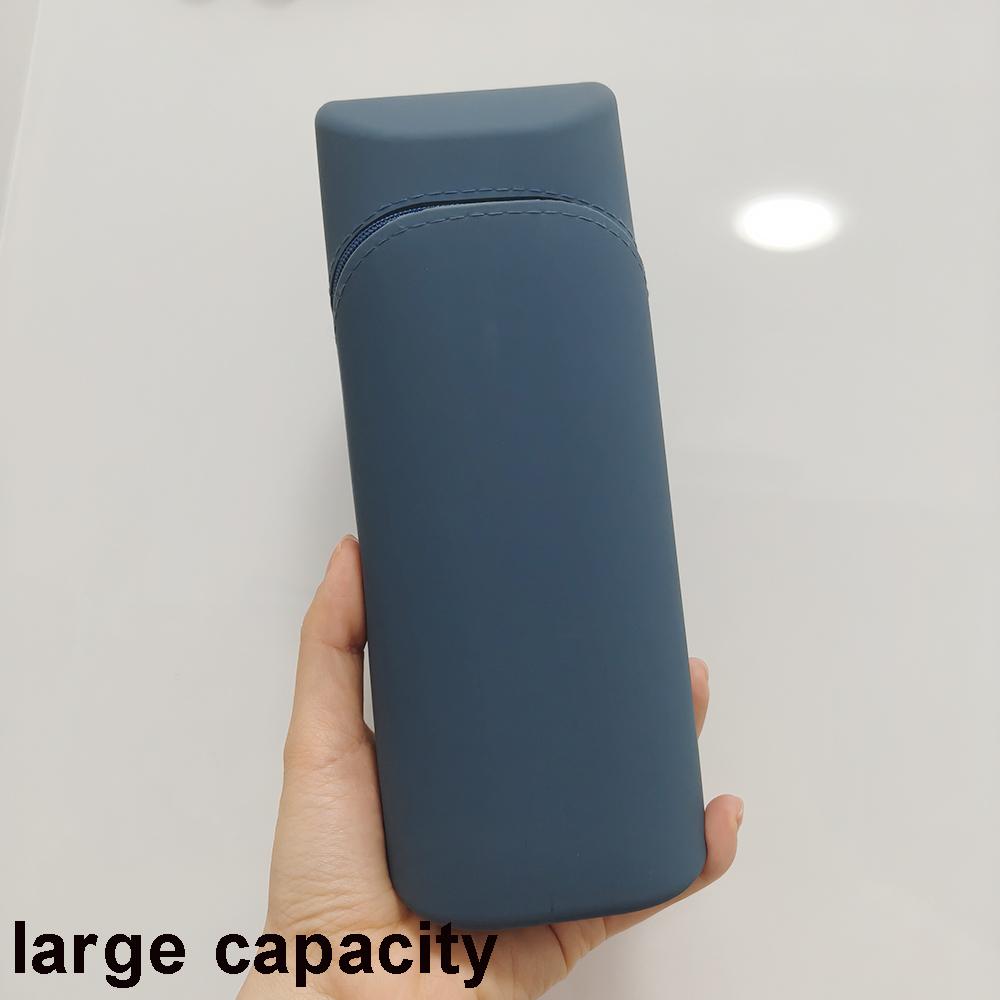 Expandable Silicone Pencil Case with 1pc Pen - Large Capacity Foldable Pen Box & Portable Desk Organizer Desk Accessories