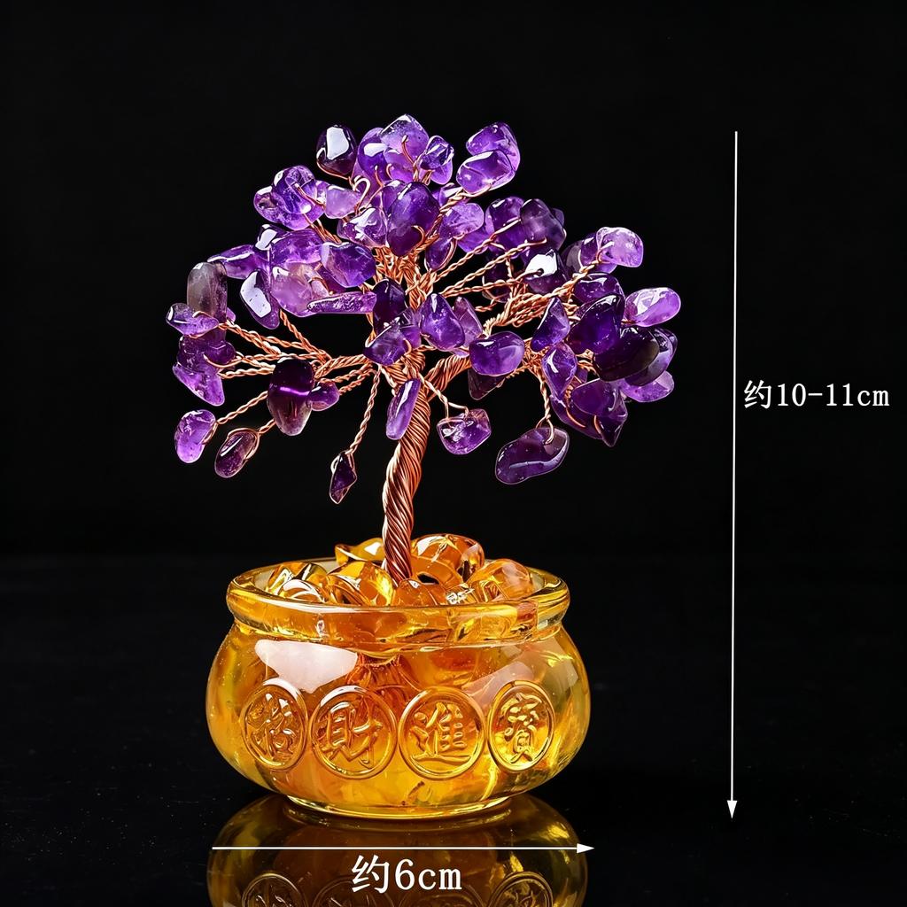 Natural crystal shake money fortune tree fish tank ornament office ornament lucky small ornament creative transshipment gift