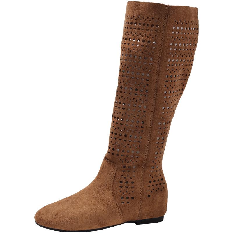 

Полые сапоги женские новые универсальные на высоком каблуке с внутренней платформой модные сапоги до колена рыцарские сапоги 40 коричневый