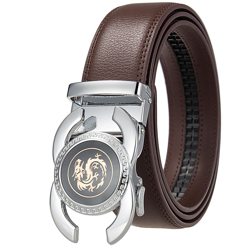 1Pcs Fashion Trend Men'S Automatic Buckle, Versatile Alloy Buckle Belt, Two-Layer Cowhide Belt Ly36-33539-1