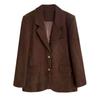 Autumn New Women Caramel Brown Corduroy Shoulder Blazers Popular Neapolitan High-Grade Small Suit