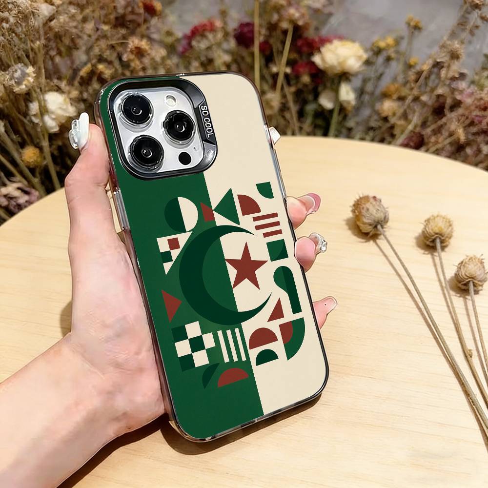 Algeria F-Flag Phone Case For iPhone 17,16,15,14,13,12,11 Plus,Pro Max,XS,Colorful Silver Black Cover