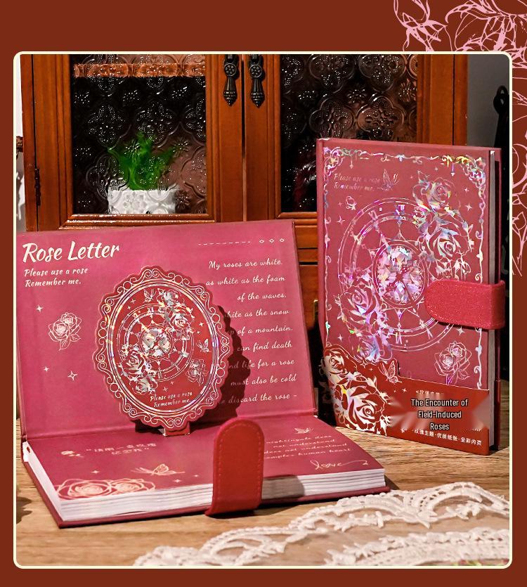 Retro Notatnik Rose Art B6 z Magnetycznym Zapięciem i Hot Stampingiem