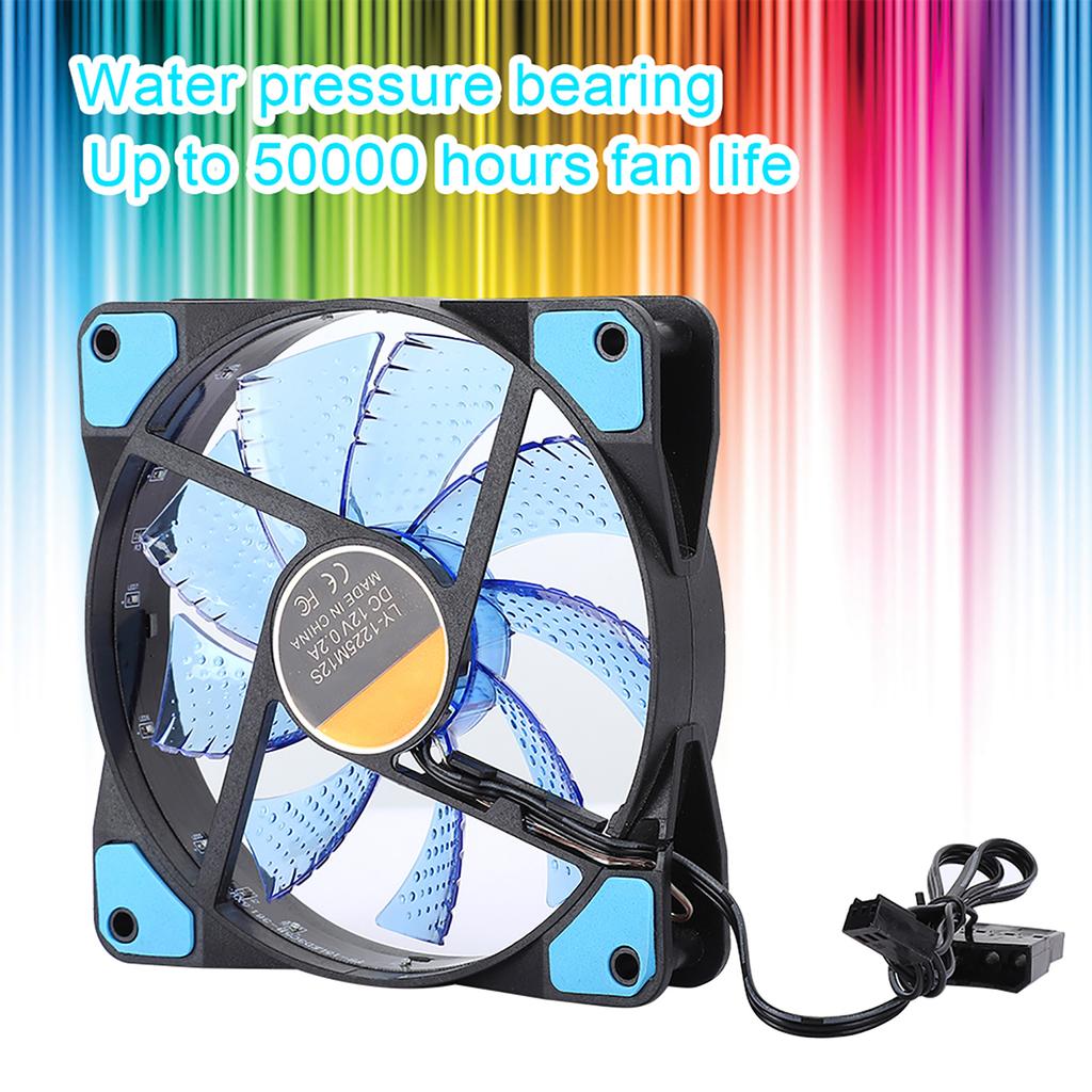 Chassis Fan Computer Cooler PC Accessory 3‑Wire 15‑Light Mute LED Streamer Colorful 12CM