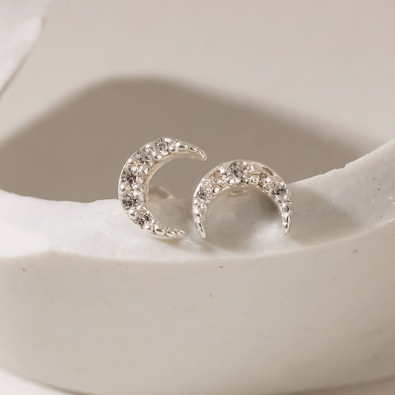 JEWNEL (1+1)Silver925 Simple Cubic Moon Labret Piercing