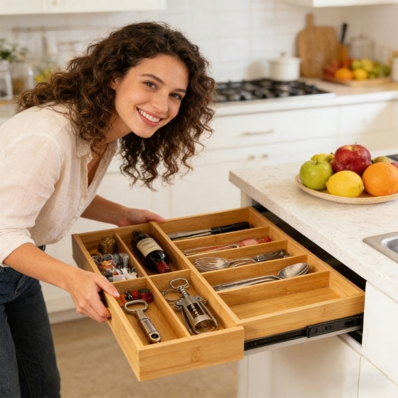 Kitchen Drawer Organizers Expandable from 13 to 20 Inches Wide for Organizing Utensils and Gadgets Efficiently