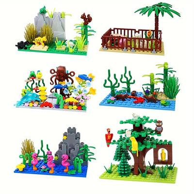 Moc příroda zvíře stavební kostky hračky: Kreativní sady pro stavbu modelů scén, Halloweenský/Vánoční/narozeninový dárek