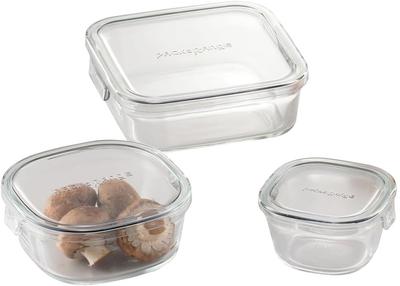Iwaki Lot de 3 boîtes de conservation carrées en verre résistant à la chaleur Gris froid et micro-ondes PCPRN3GY21