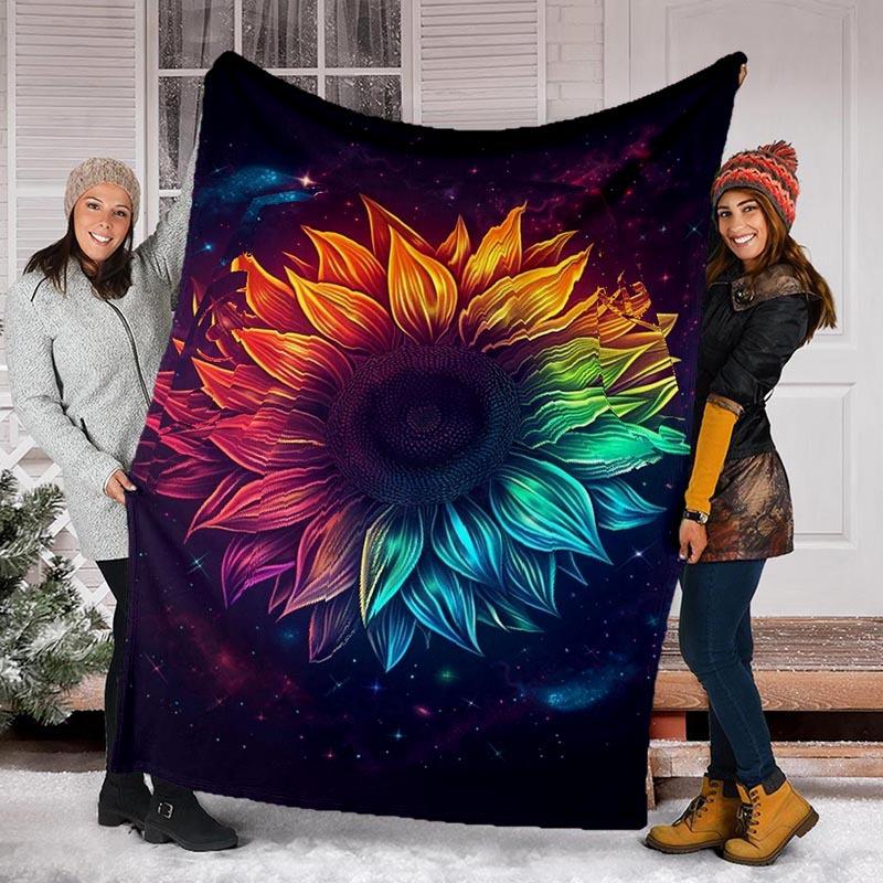 1pc Sunflower Printing Lightweight Flannel Blanket, Comfortable and Warm Blanket, Sofa Bed and Couch Office, Suitable for Gift Blankets, outdoor