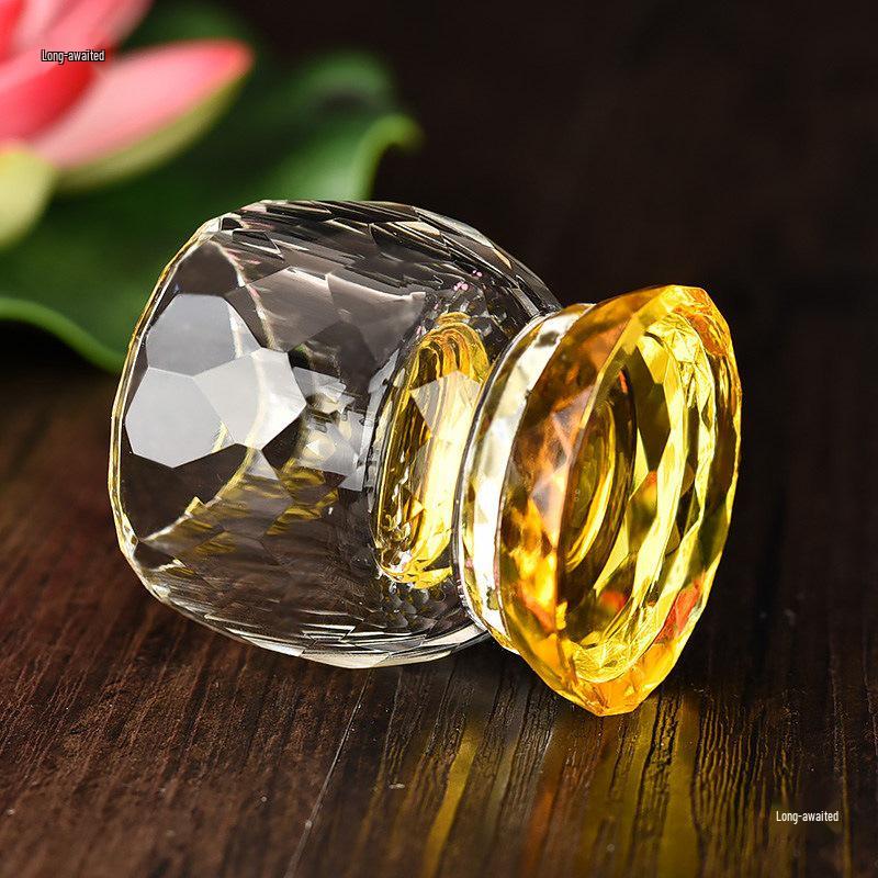 Crystal Faceted Holy Water Offering Cup for Buddhist Rituals