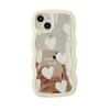 Custodia per iPhone 16/13 Pro Max con bordo ondulato e cuore bianco, anti-caduta, staccabile X/XS