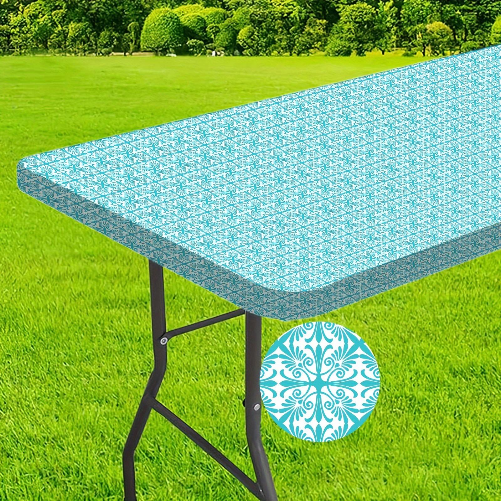 

Washable 6ft Outdoor Table Cover with Elastic Edges - Perfect for Camping, Picnics, and Garden Parties - Durable Polyester, Navy Blue 6FT(183*76cm) зелений
