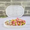 Oval Shape Storage Tray Silicone Mold with Flower Pattern Handmade Concrete Tray Casting Mould For Desktop  Shelf Decors