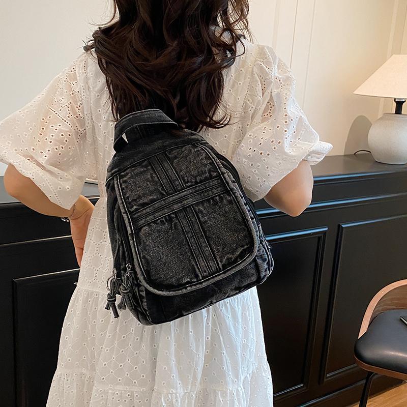 Vintage Denim Backpack Women's Chest Bag Travel Bag Multifunctional Shoulder Bag
