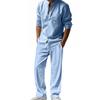 Men's All-season Linen Casual Two-piece Set: Loose-fitting, Comfortable and Breathable, Long-sleeved Top and Trousers