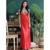 Mulberry Silk Sexy Nightgown, Pajamas, Dyed Long Dress, Women's V-neck Suspender Skirt, Women's Nightgown, Dressing Gown
