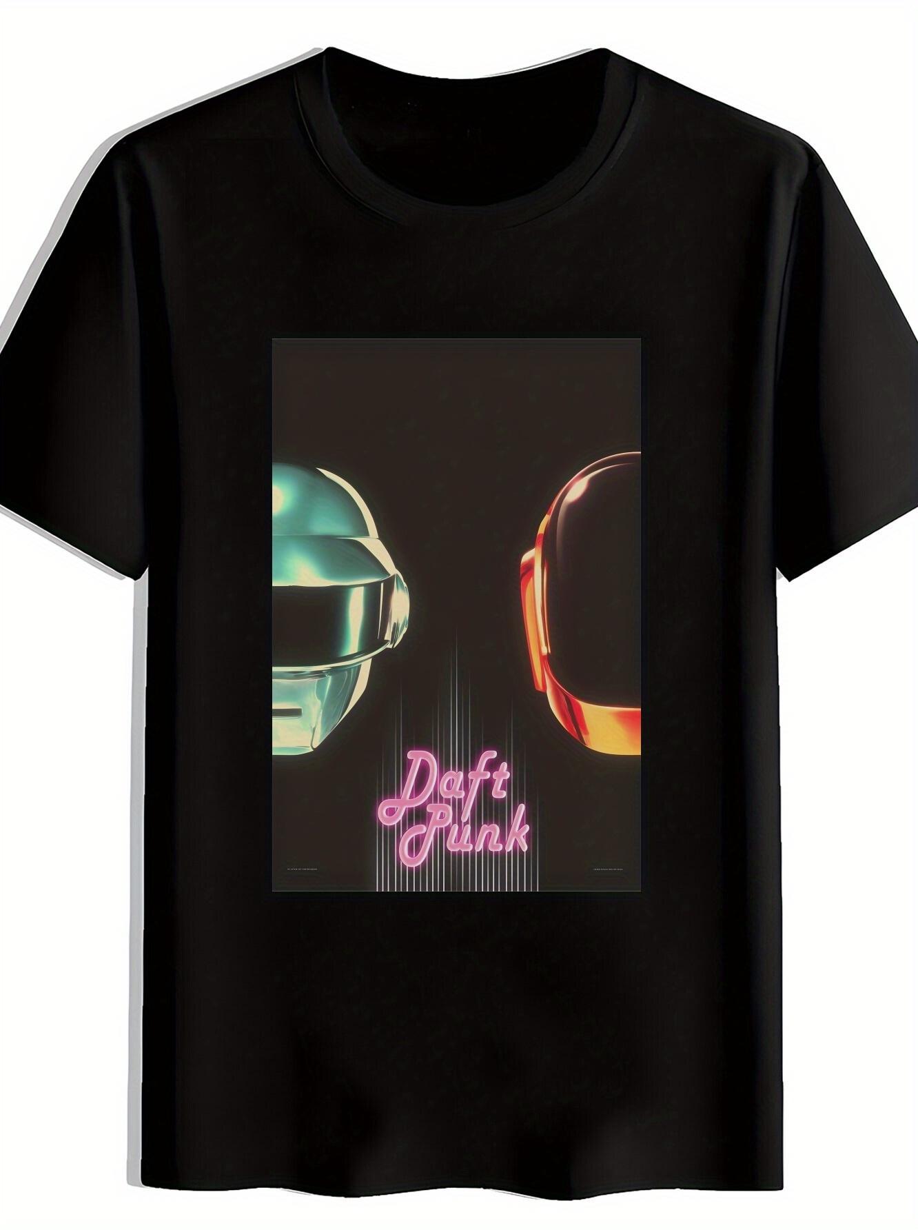 Black Daf Punk Graphic T-shirt - Retro Rock Band Design L