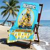 Custom Name Personalized Minions Print Beach Towel, for Trip Camping Beach Party Home Decor, Birthday Gift for Family & Friends