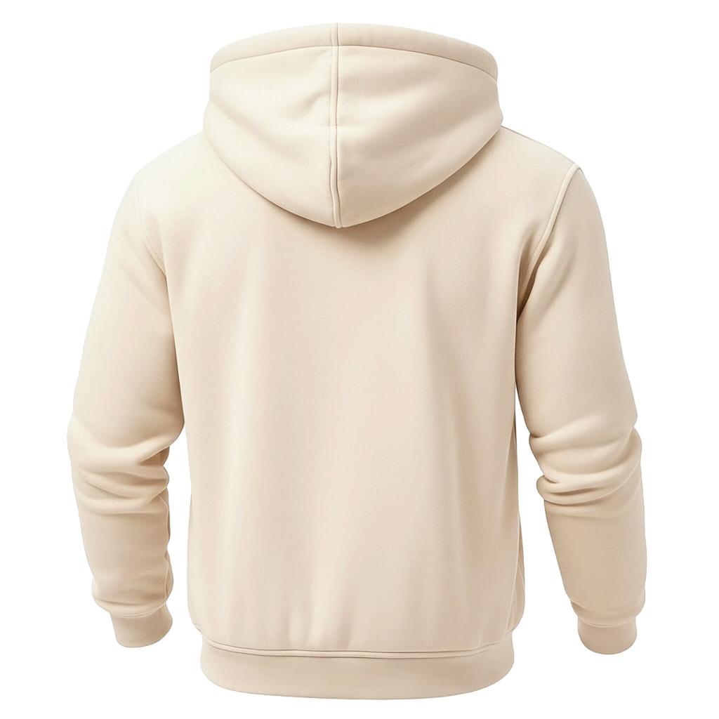 Men's Solid Color Fleece-Lined Zip-Up Pocket Hooded Sweatshirt Cardigan Men's Casual Sweatshirt Cardigan