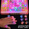 50PCS Halloween LED Light Up Rings Glow in The Dark Flashing Party Favor Toys for Kids Trick or Treat Gift Ring Set Decoration