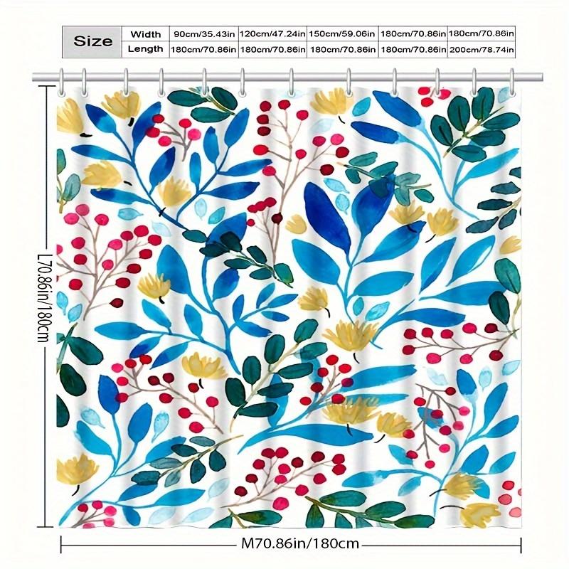 1pc Retro Minimalist Plant Flower Shower Curtain, High-end Elegant Bathroom Curtain, Bathroom Decoration Pattern
